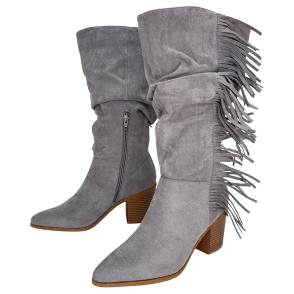 Journee Collection Hartly Grey Extra Wide Calf Womens Mid-Calf Boots Size 8.5M - Picture 9 of 11